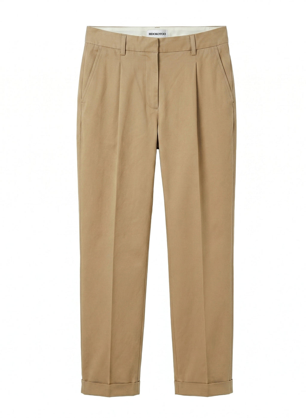 DOKOTOO Women's Linen Drawstring Waist Pants, Beige Elastic Waist Casual Tapered Trousers with Pockets, Summer Breathable Daily Wear