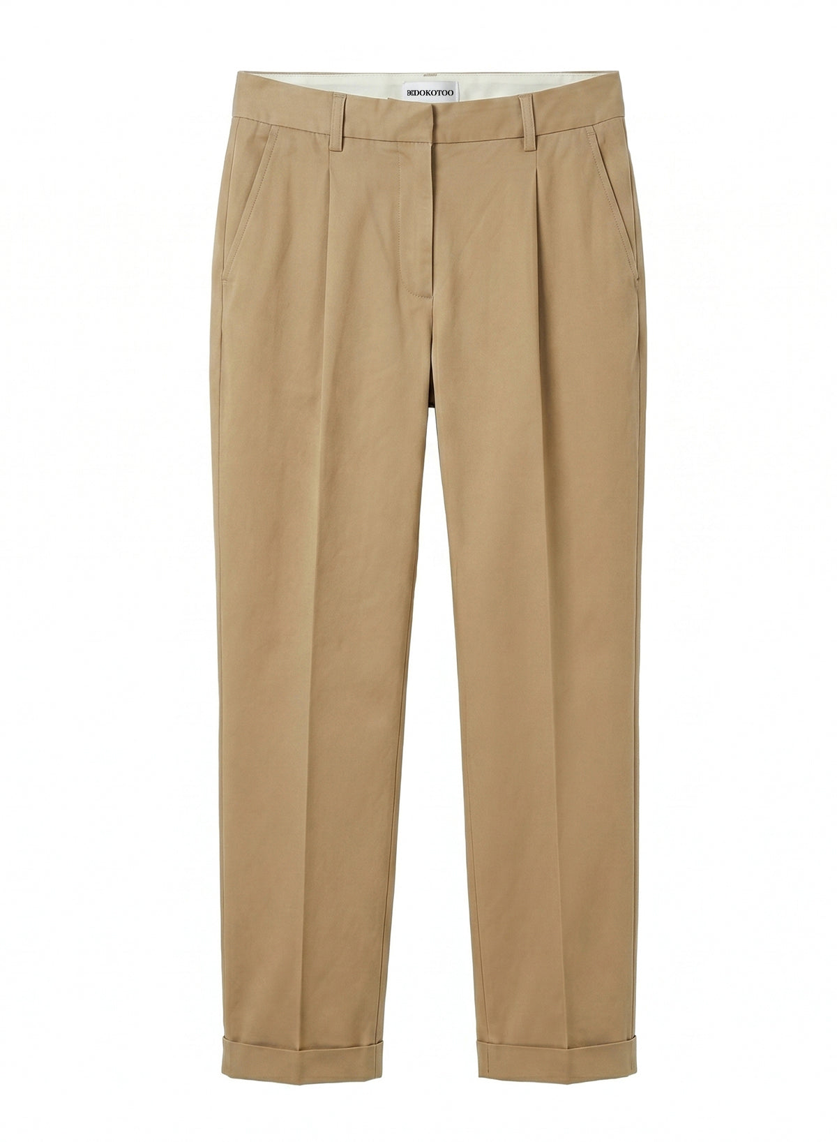 DOKOTOO Women's Linen Drawstring Waist Pants, Beige Elastic Waist Casual Tapered Trousers with Pockets, Summer Breathable Daily Wear