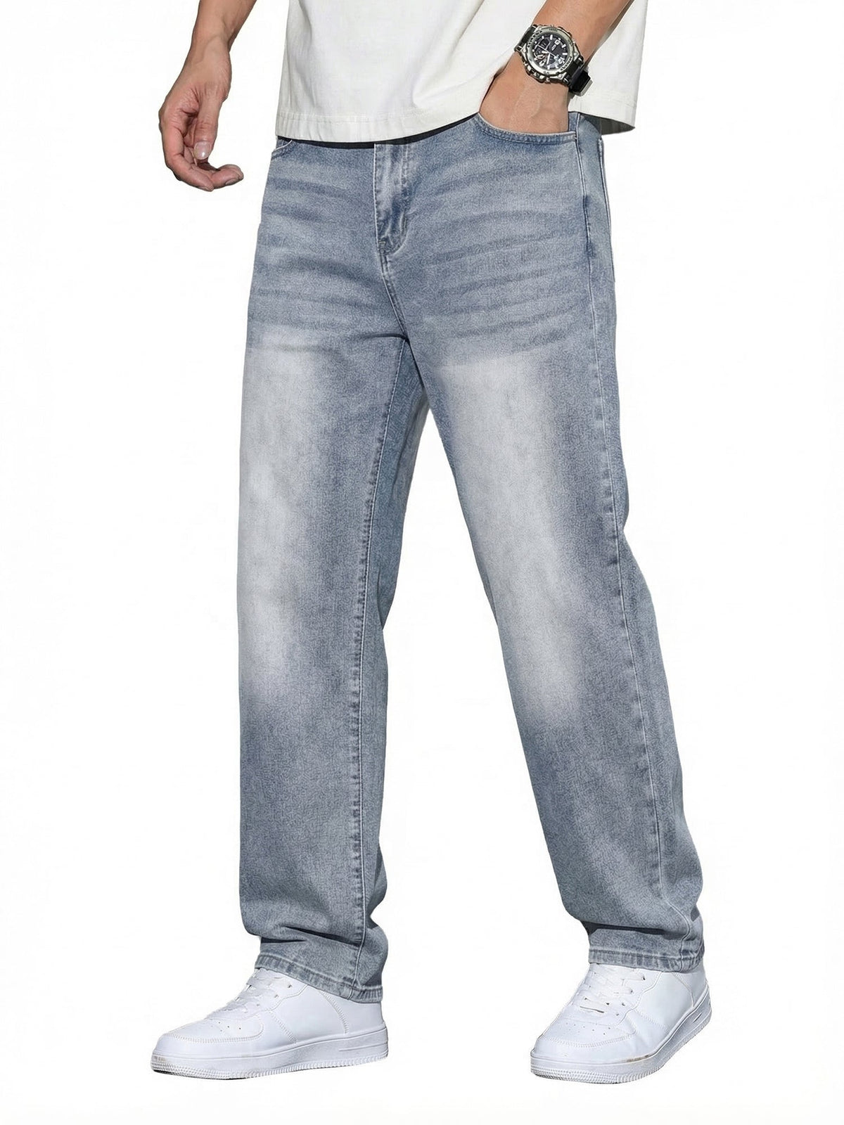 Dokotoo Men Mens Baggy Wide Leg Jeans Loose Fit Denim Pants