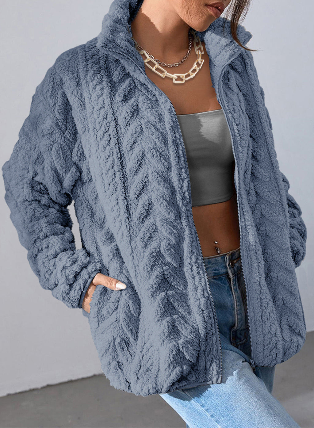 Dokotoo Winter Fleece Jacket for Women 2026 Zipper Casual Coat with Pockets