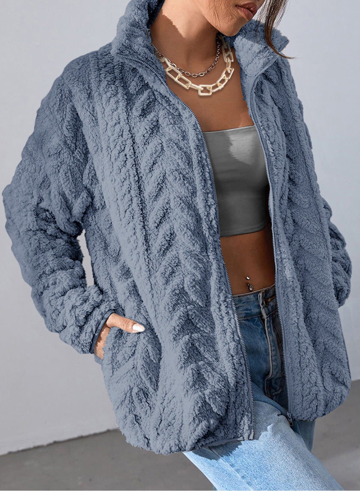 Dokotoo Winter Fleece Jacket for Women 2026 Zipper Casual Coat with Pockets