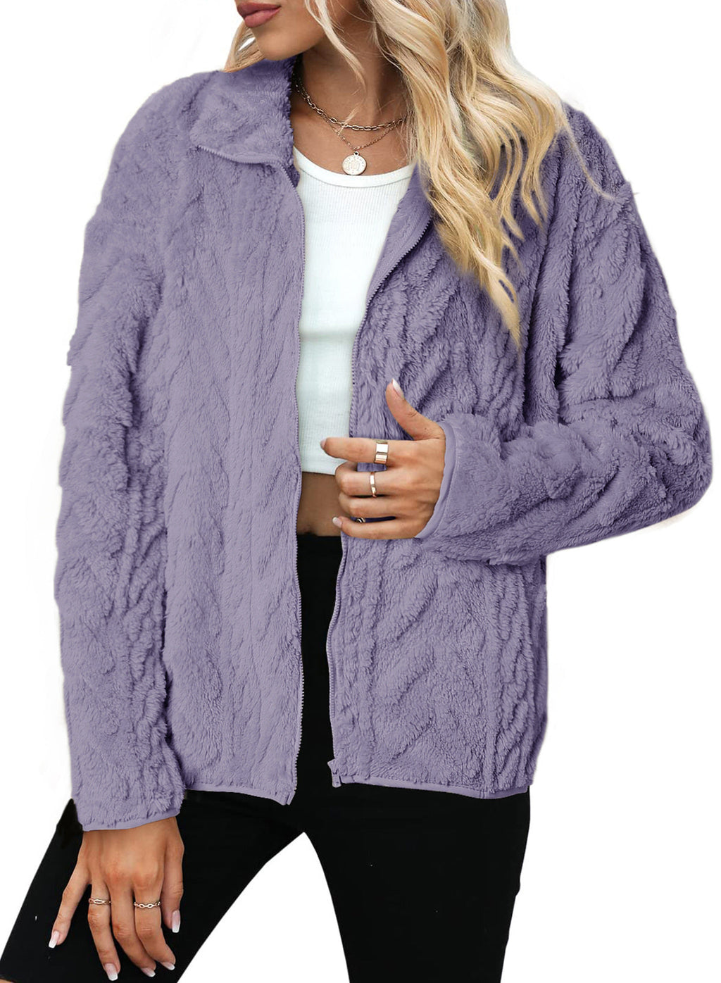 Dokotoo Winter Fleece Jacket for Women 2026 Zipper Casual Coat with Pockets