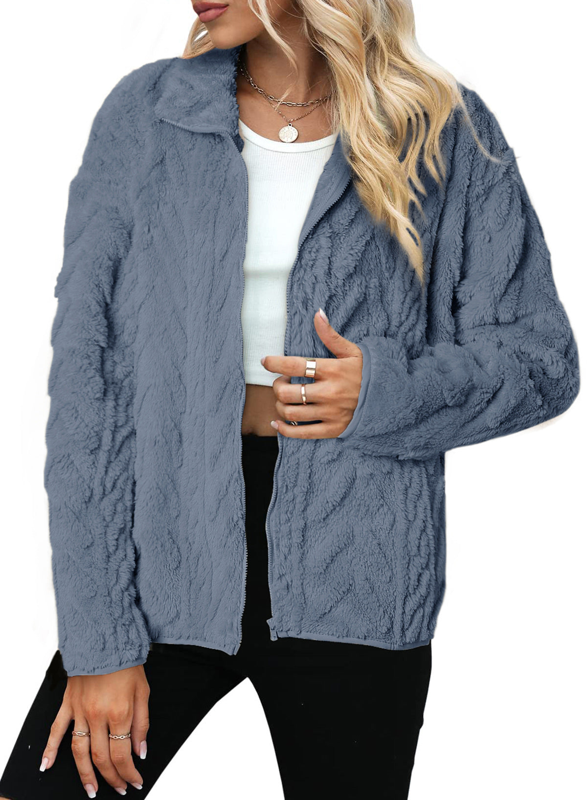 Dokotoo Winter Fleece Jacket for Women 2026 Zipper Casual Coat with Pockets