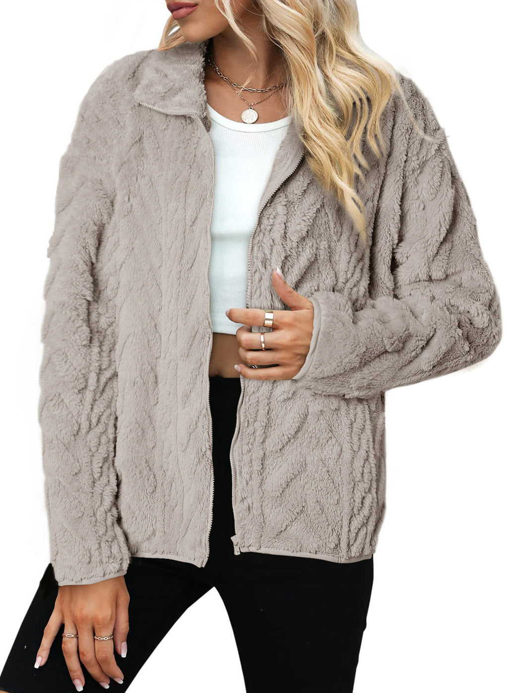 Dokotoo Winter Fleece Jacket for Women 2026 Zipper Casual Coat with Pockets