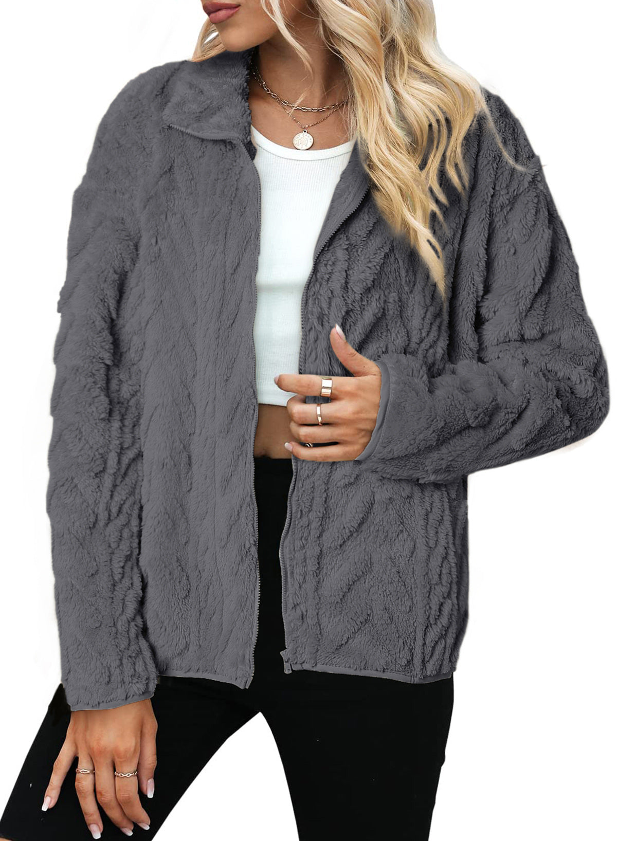 Dokotoo Winter Fleece Jacket for Women 2026 Zipper Casual Coat with Pockets
