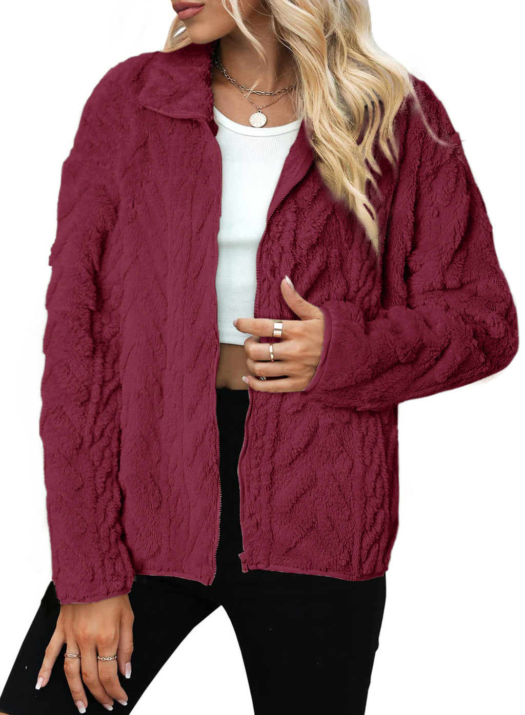 Dokotoo Winter Fleece Jacket for Women 2026 Zipper Casual Coat with Pockets