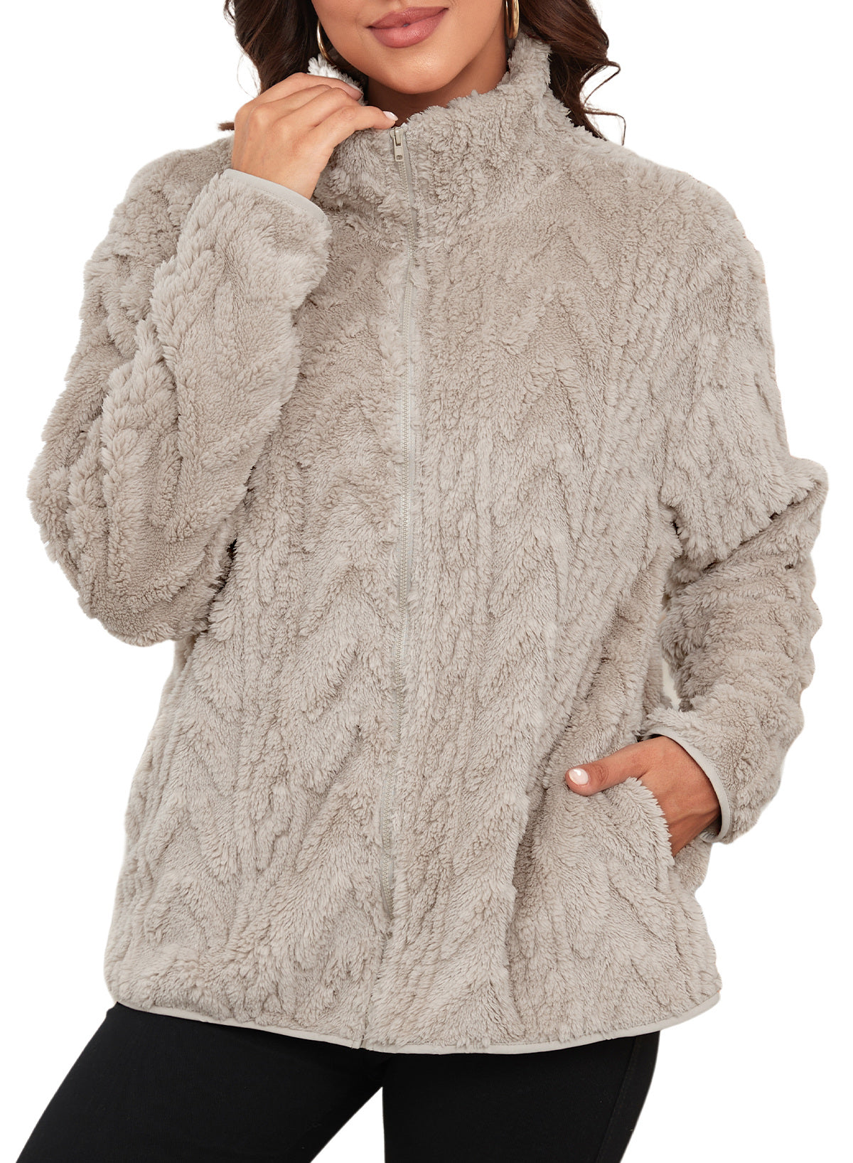Dokotoo Winter Fleece Jacket for Women 2026 Zipper Casual Coat with Pockets