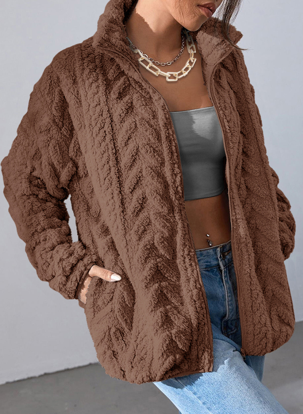 Dokotoo Winter Fleece Jacket for Women 2026 Zipper Casual Coat with Pockets