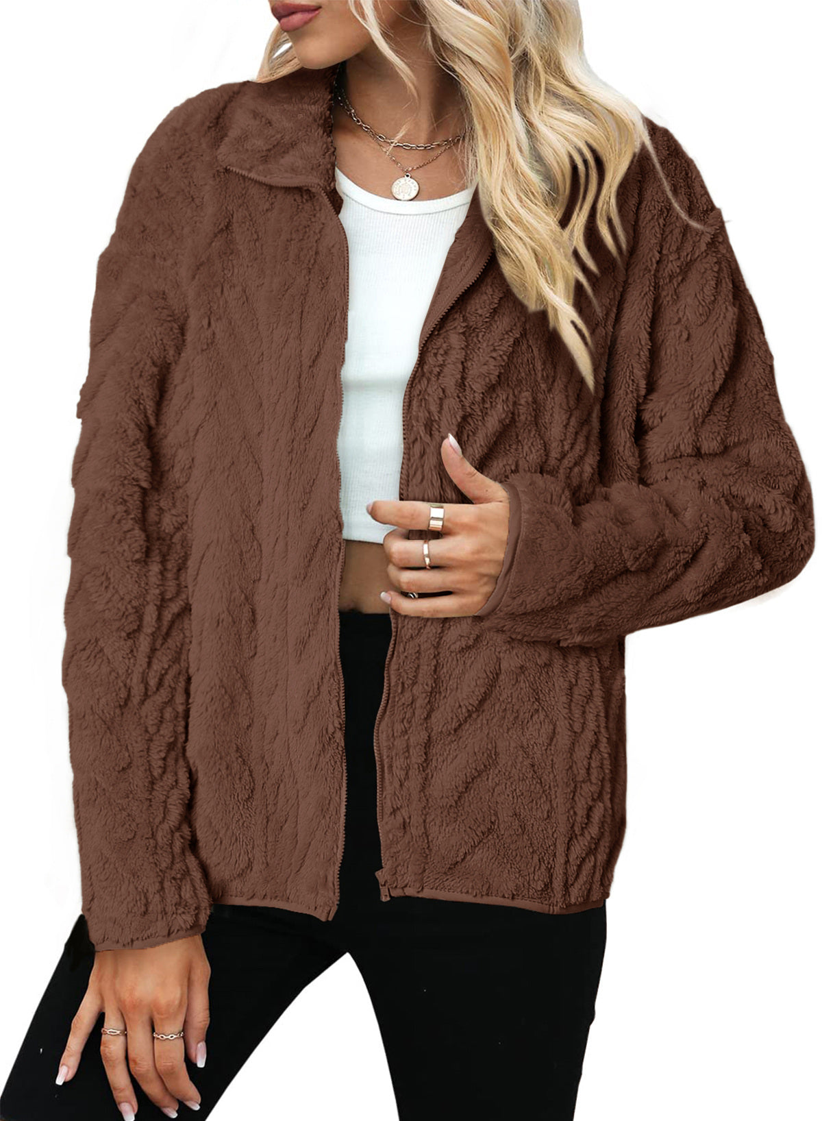 Dokotoo Winter Fleece Jacket for Women 2026 Zipper Casual Coat with Pockets