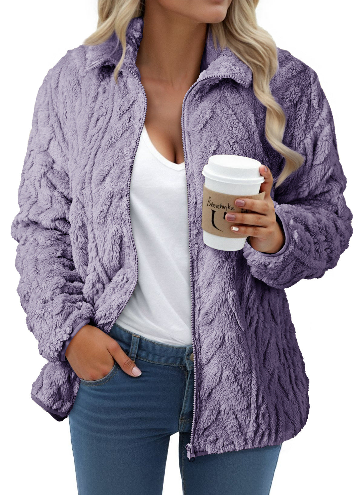 Dokotoo Winter Fleece Jacket for Women 2026 Zipper Casual Coat with Pockets