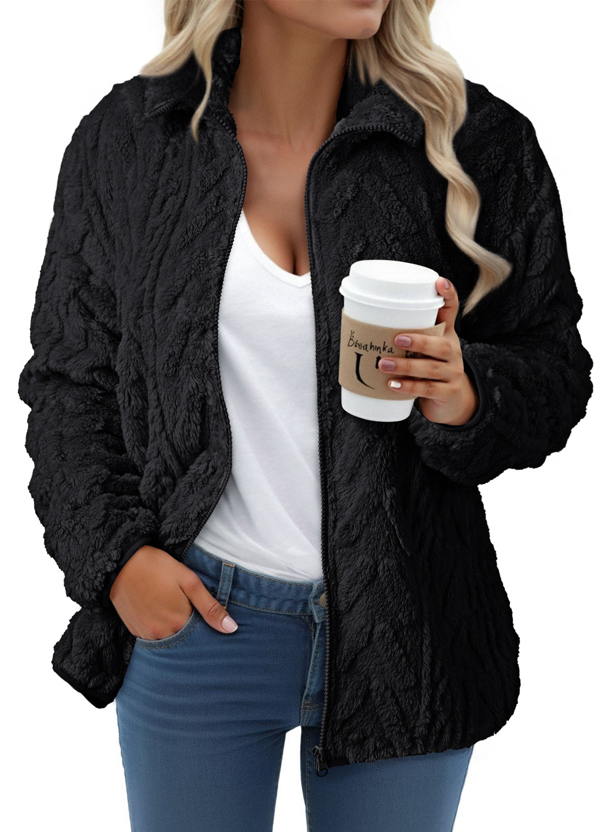 Dokotoo Winter Fleece Jacket for Women 2026 Zipper Casual Coat with Pockets