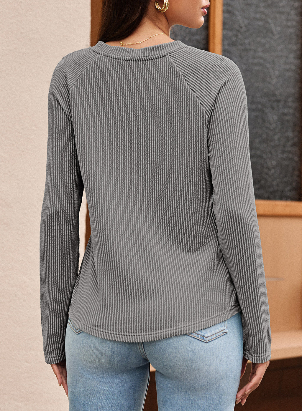 Dokotoo Spring Tops for Women 2026 Long Sleeve Ribbed Knit Teacher Shirts