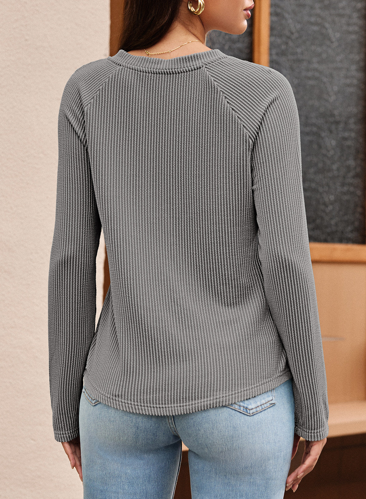 Dokotoo Spring Tops for Women 2026 Long Sleeve Ribbed Knit Teacher Shirts