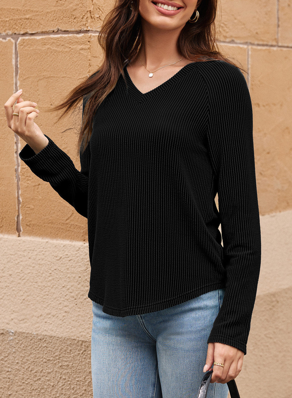 Dokotoo Spring Tops for Women 2026 Long Sleeve Ribbed Knit Teacher Shirts
