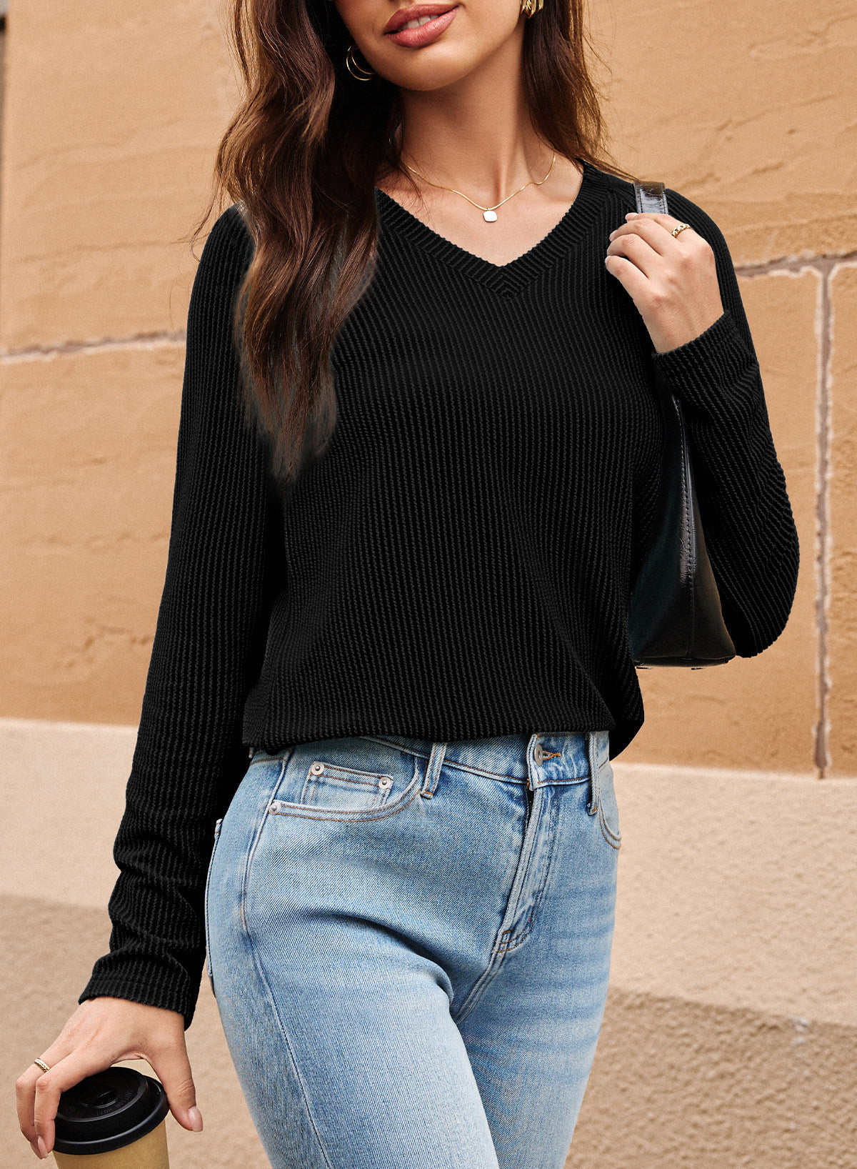 Dokotoo Spring Tops for Women 2026 Long Sleeve Ribbed Knit Teacher Shirts
