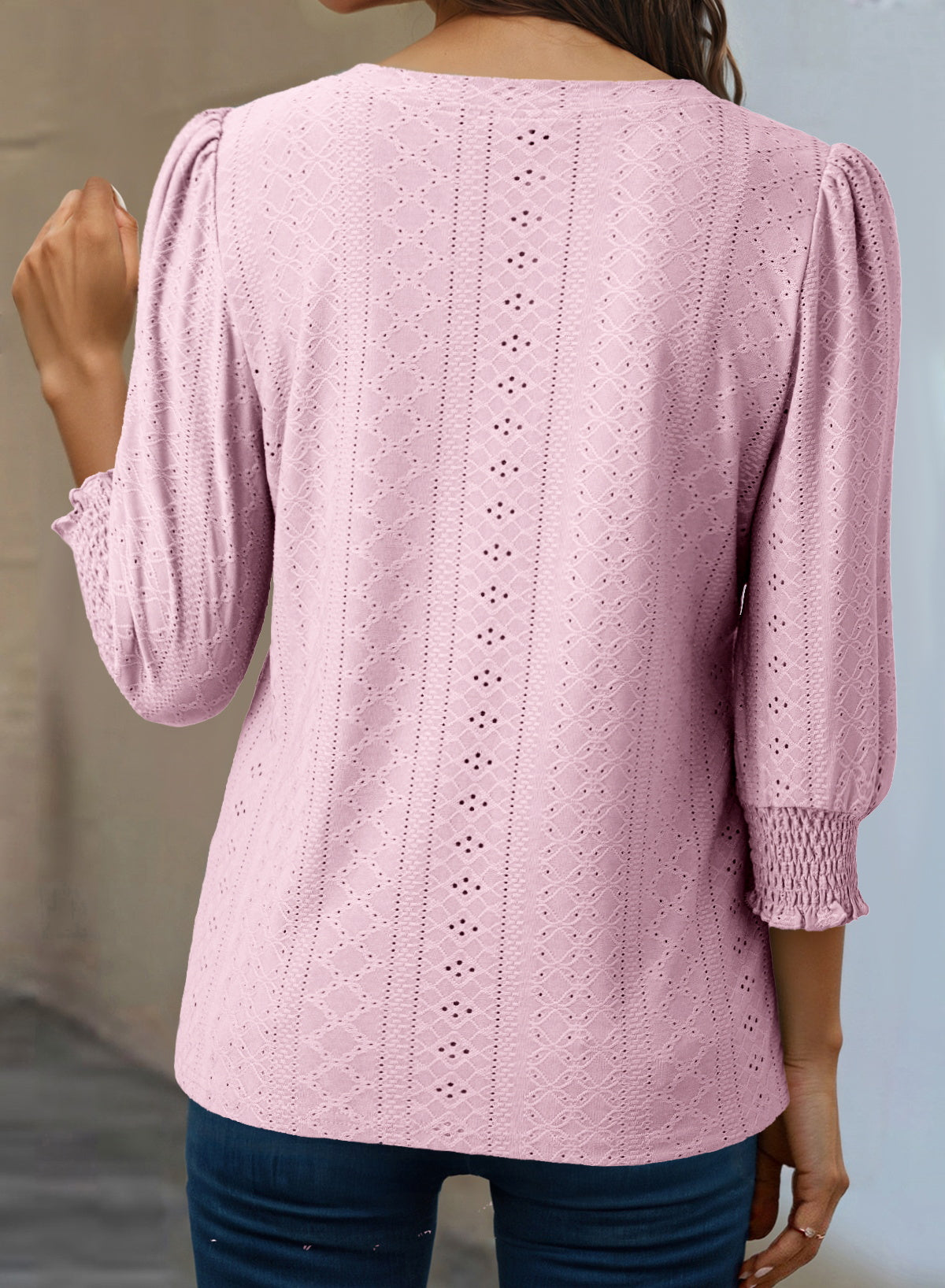 Dokotoo Womens Hollow Out Blouses 3/4 Sleeve Business Tops T-Shirts 2026