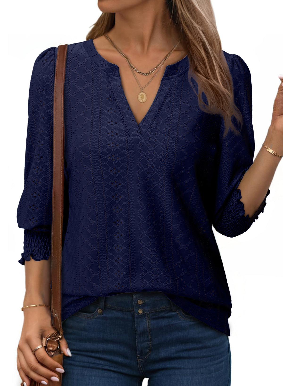 Dokotoo Womens Hollow Out Blouses 3/4 Sleeve Business Tops T-Shirts 2026