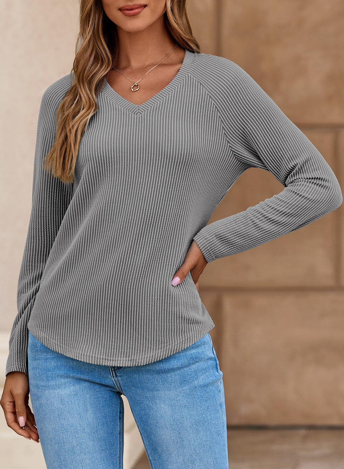 Dokotoo Spring Tops for Women 2026 Long Sleeve Ribbed Knit Teacher Shirts