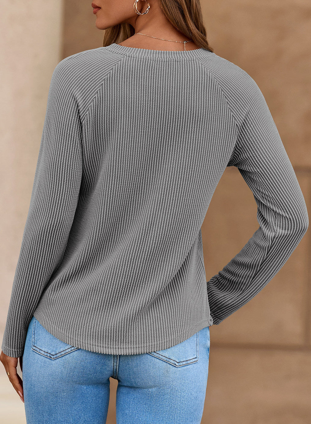 Dokotoo Spring Tops for Women 2026 Long Sleeve Ribbed Knit Teacher Shirts