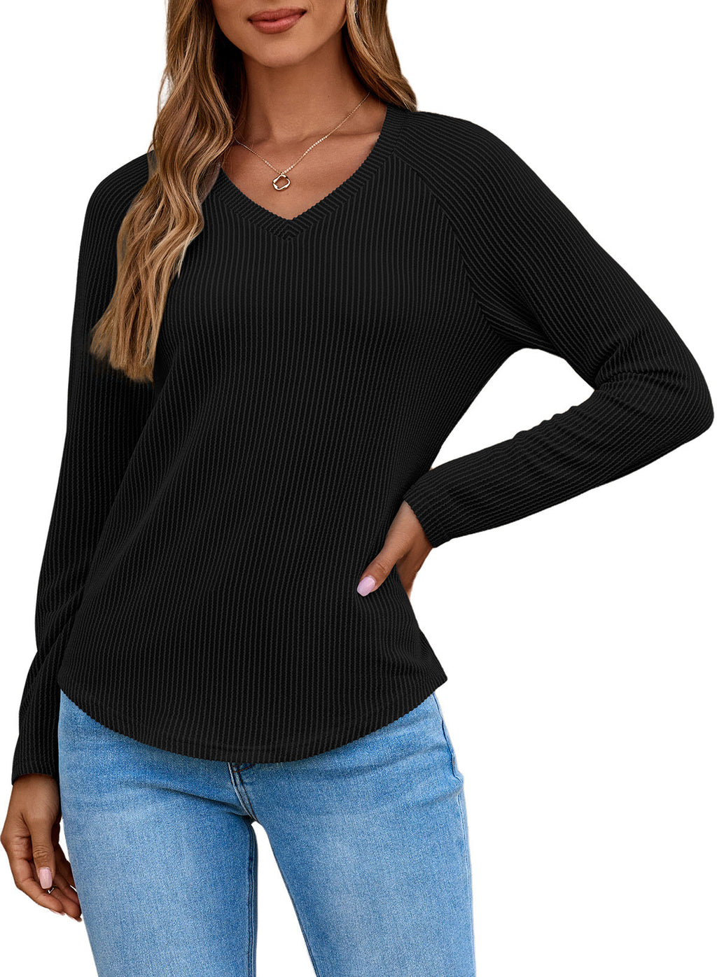Dokotoo Spring Tops for Women 2026 Long Sleeve Ribbed Knit Teacher Shirts