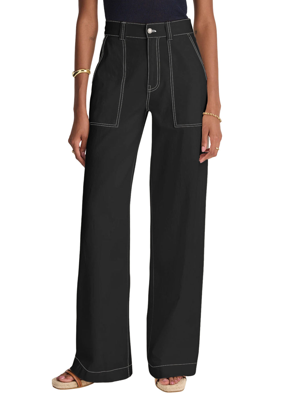 Dokotoo Women's Pants High Waisted Jeans Stretch Colorblock Denim Pants