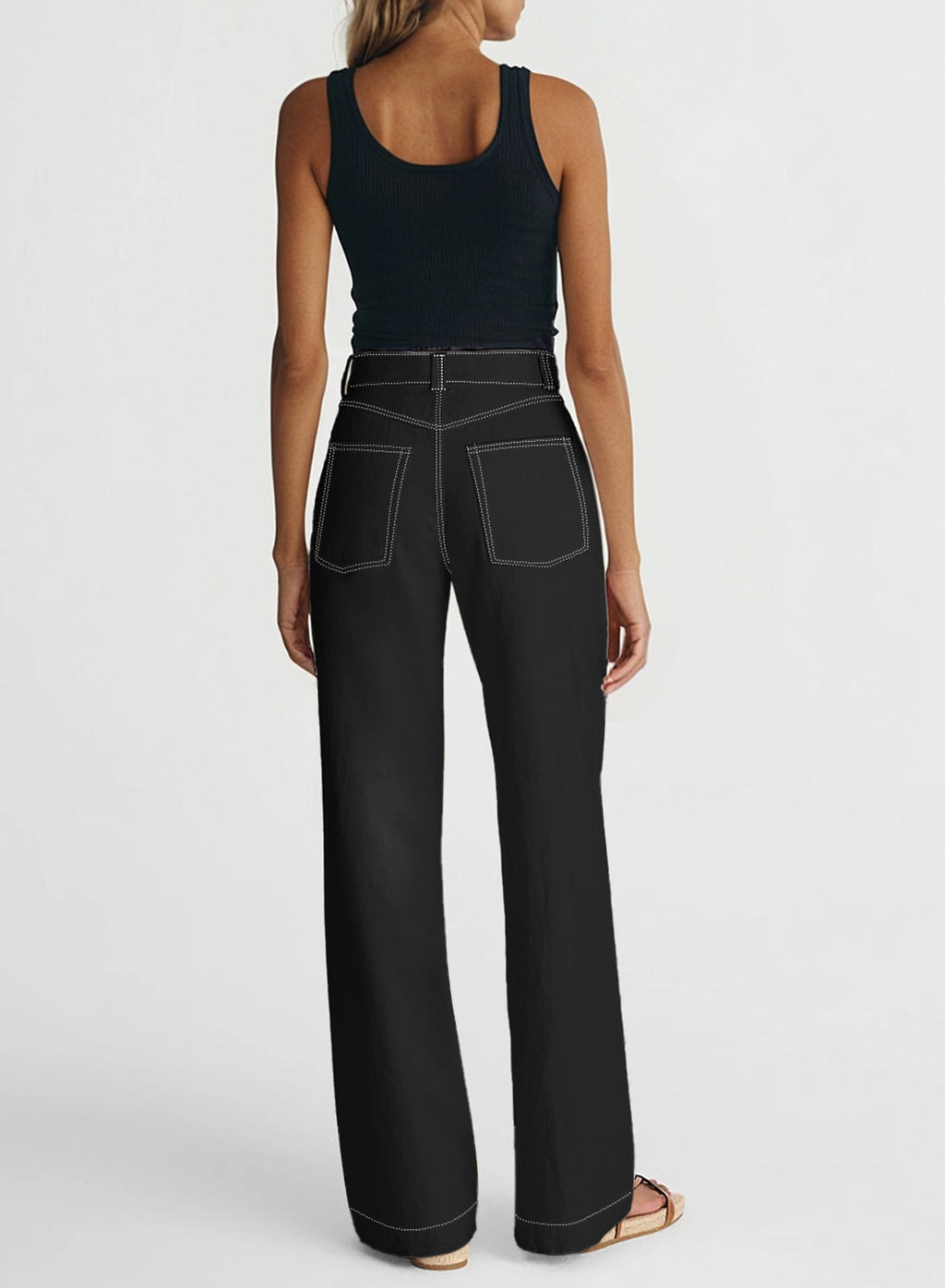 Dokotoo Women's Pants High Waisted Jeans Stretch Colorblock Denim Pants