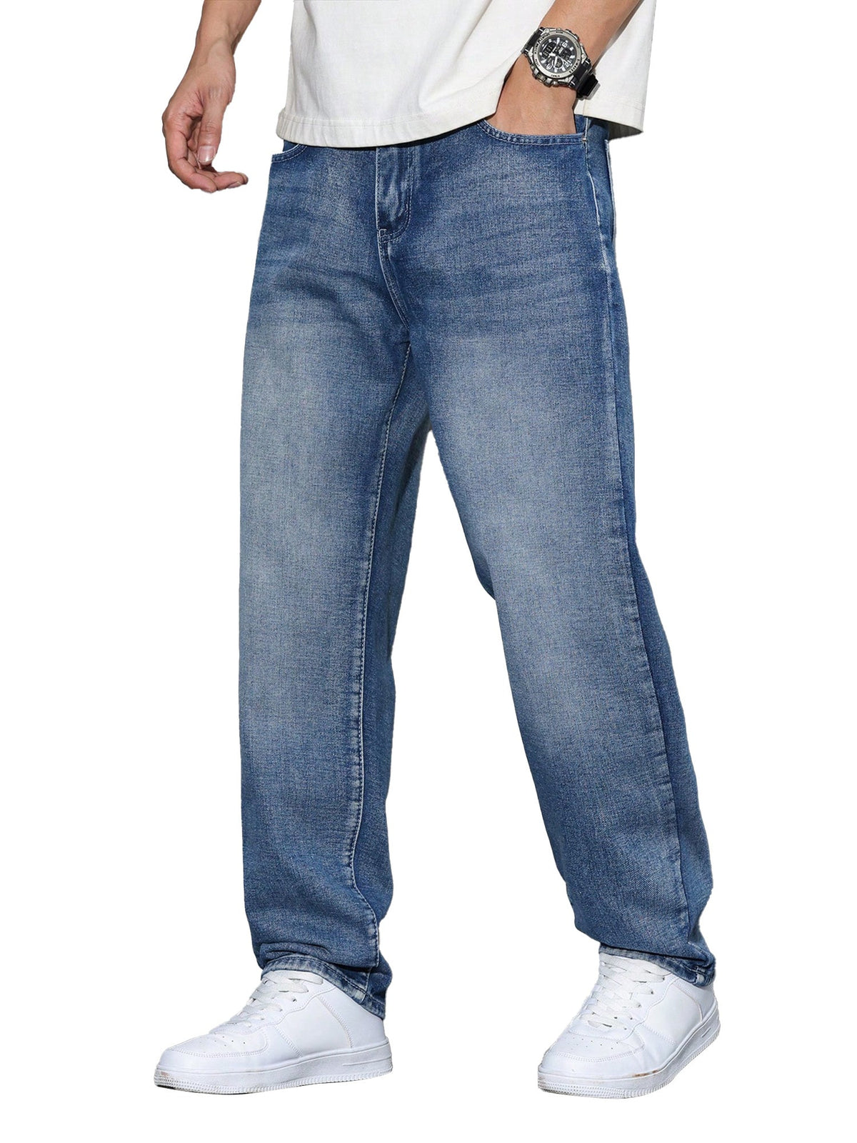 Dokotoo Men Mens Baggy Wide Leg Jeans Loose Fit Denim Pants