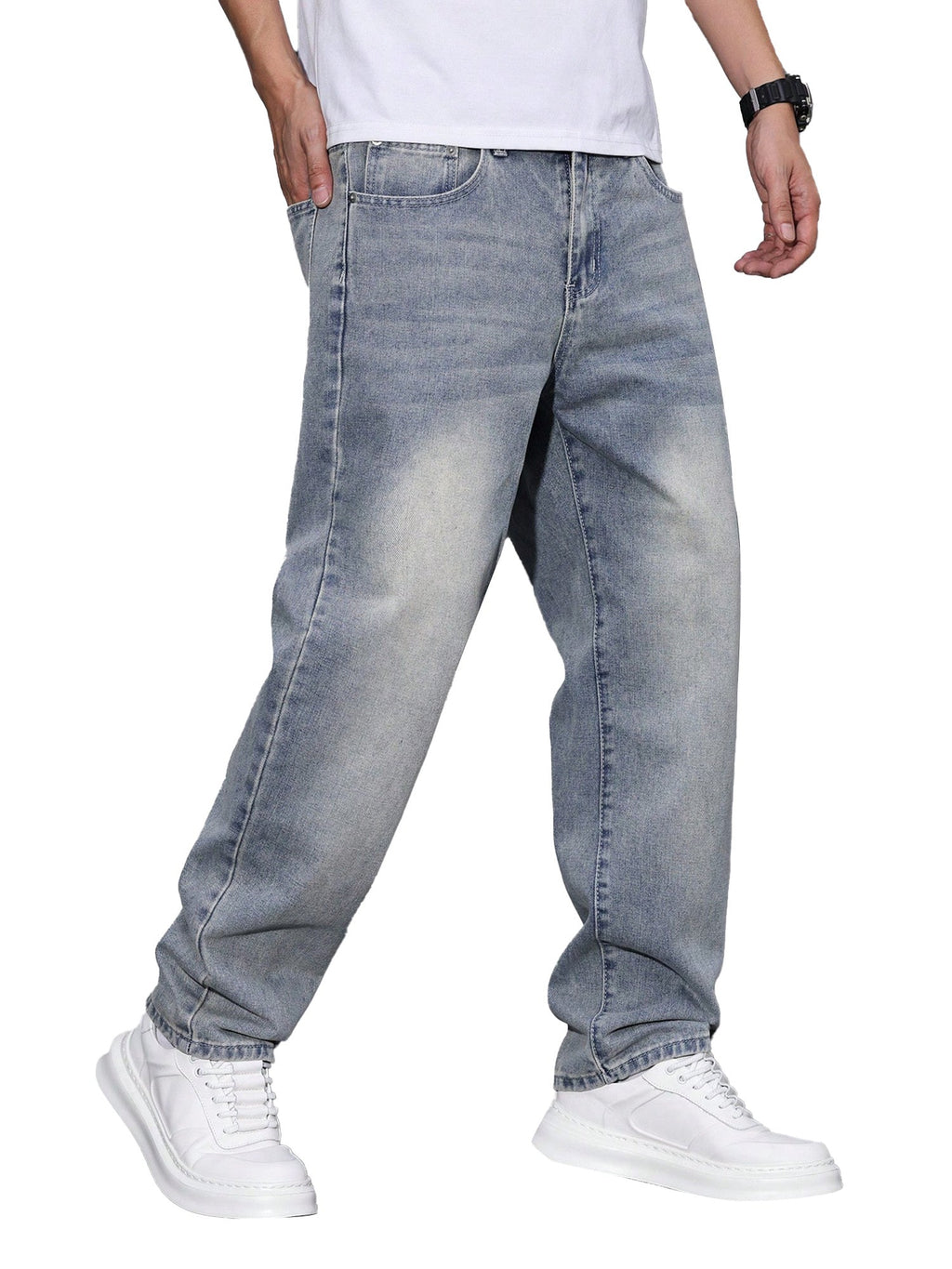 Dokotoo Men Mens Baggy Wide Leg Jeans Loose Fit Denim Pants