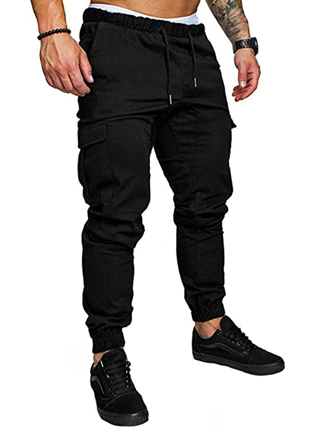 Dokotoo Men Men's Cotton Cargo Joggers Slim Fit Work Pants