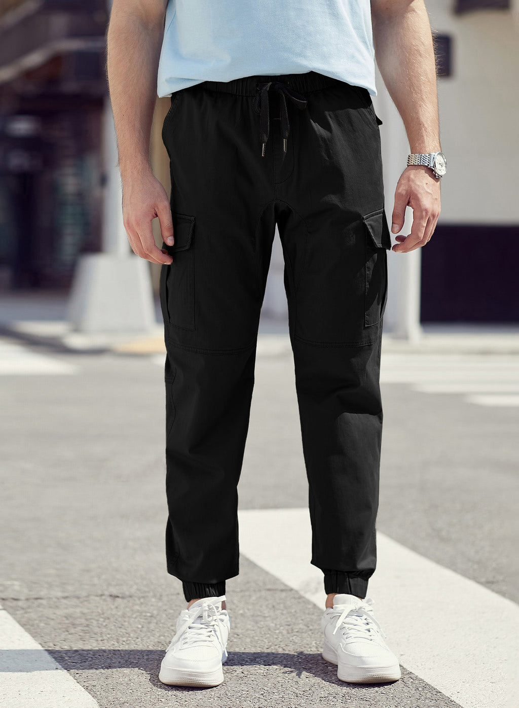 Dokotoo Men Men's Cotton Cargo Joggers Slim Fit Work Pants