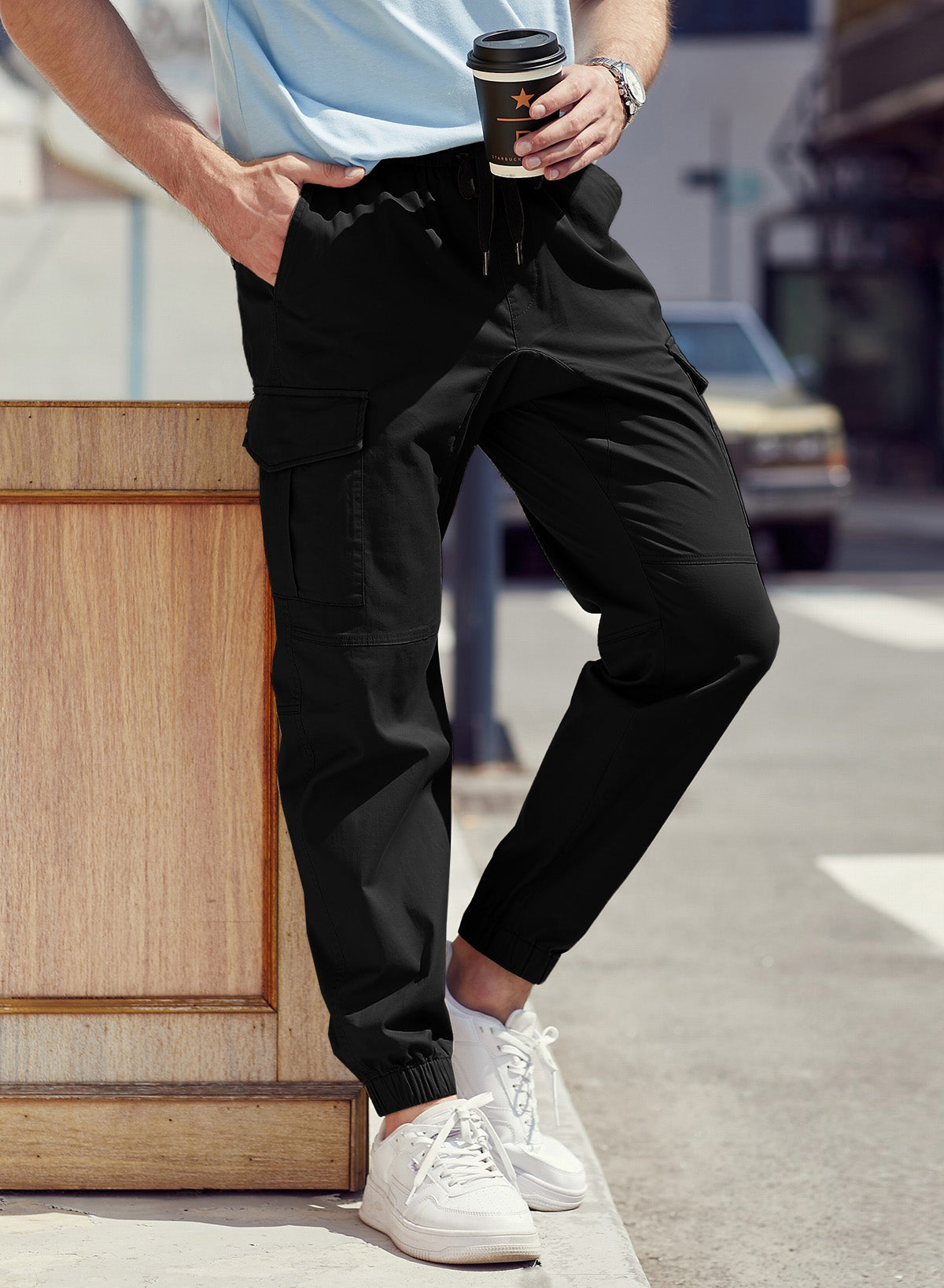Dokotoo Men Men's Cotton Cargo Joggers Slim Fit Work Pants