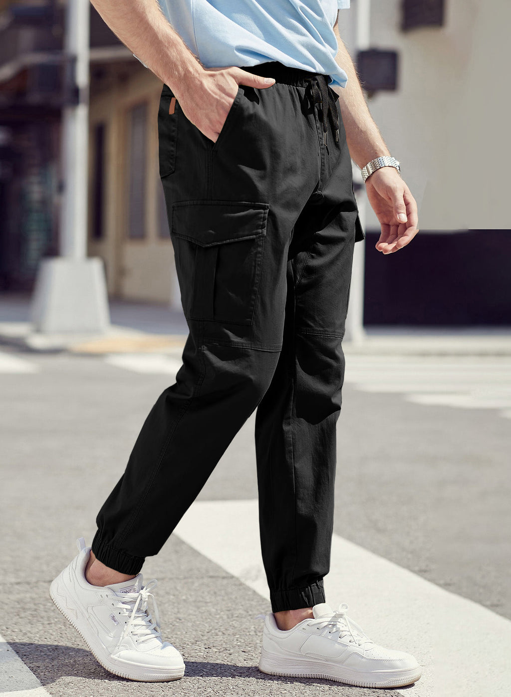 Dokotoo Men Men's Cotton Cargo Joggers Slim Fit Work Pants