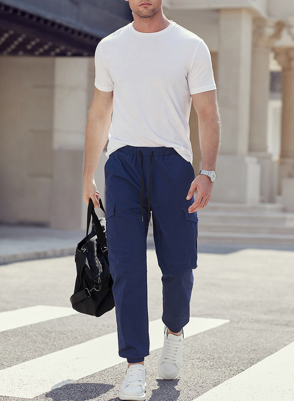 Dokotoo Men Men's Cotton Cargo Joggers Slim Fit Work Pants