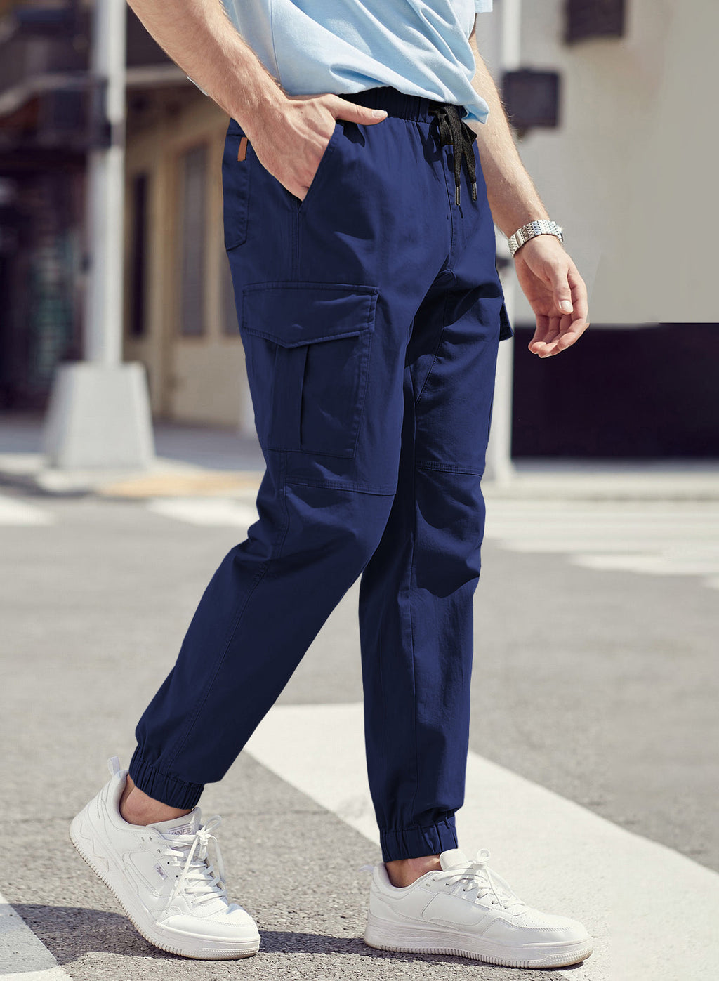 Dokotoo Men Men's Cotton Cargo Joggers Slim Fit Work Pants