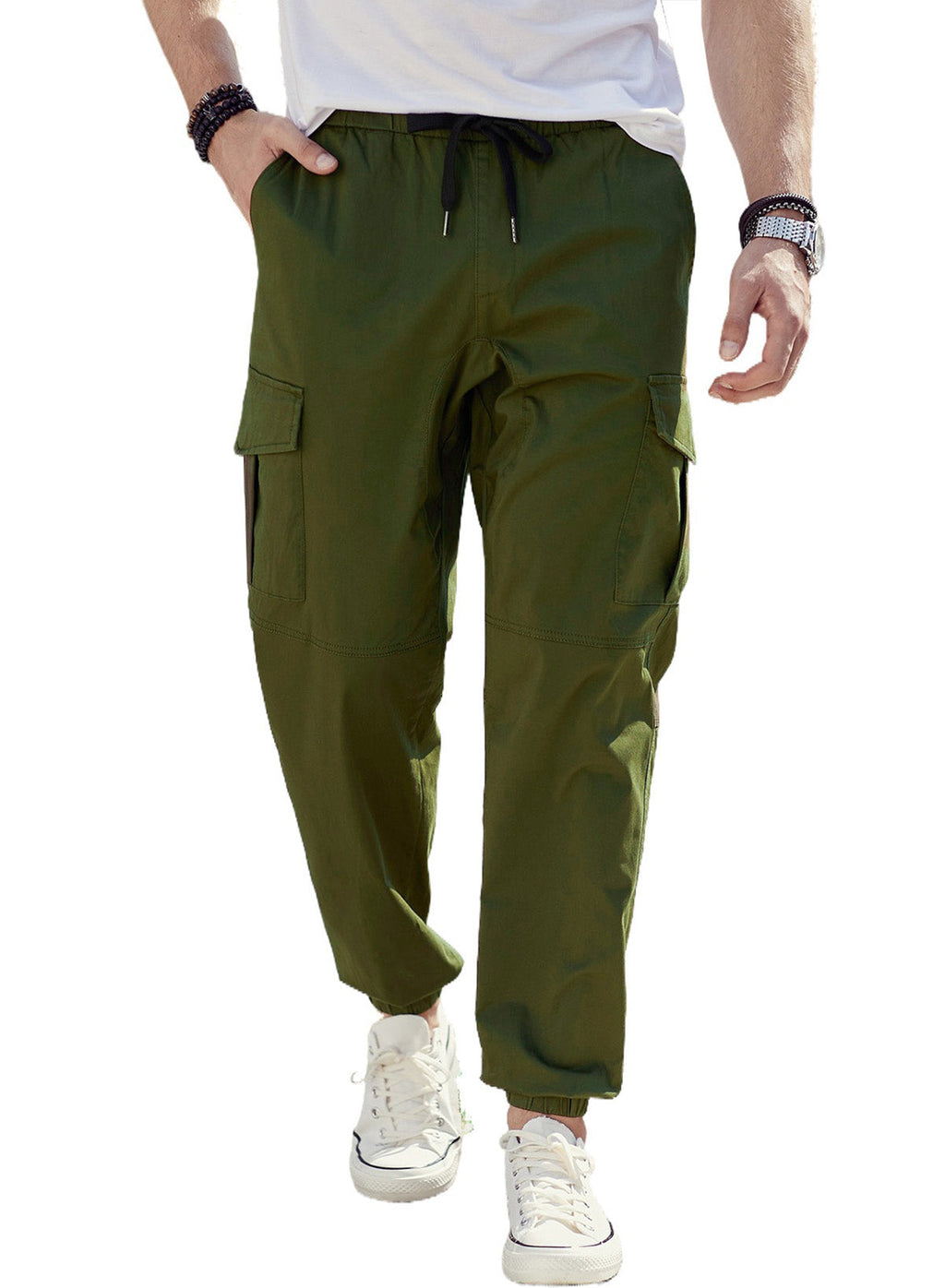 Dokotoo Men Men's Cotton Cargo Joggers Slim Fit Work Pants