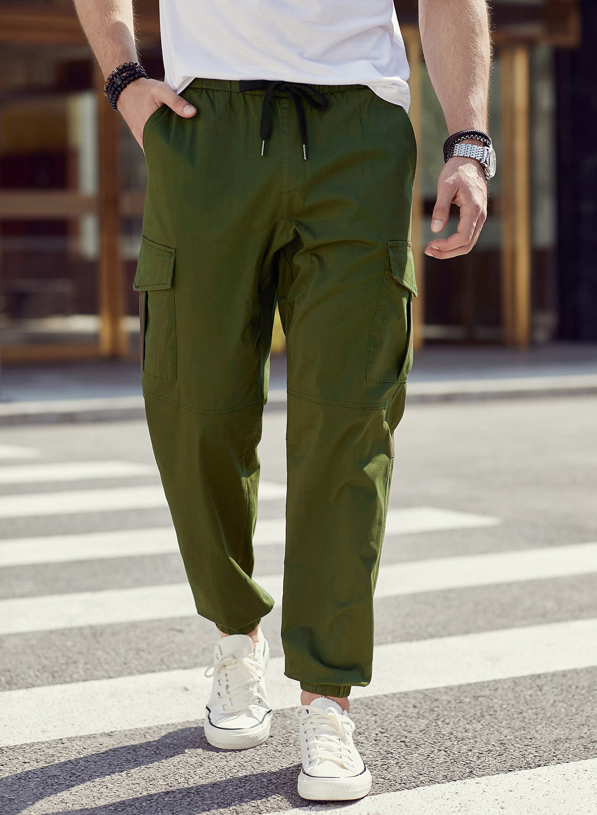 Dokotoo Men Men's Cotton Cargo Joggers Slim Fit Work Pants