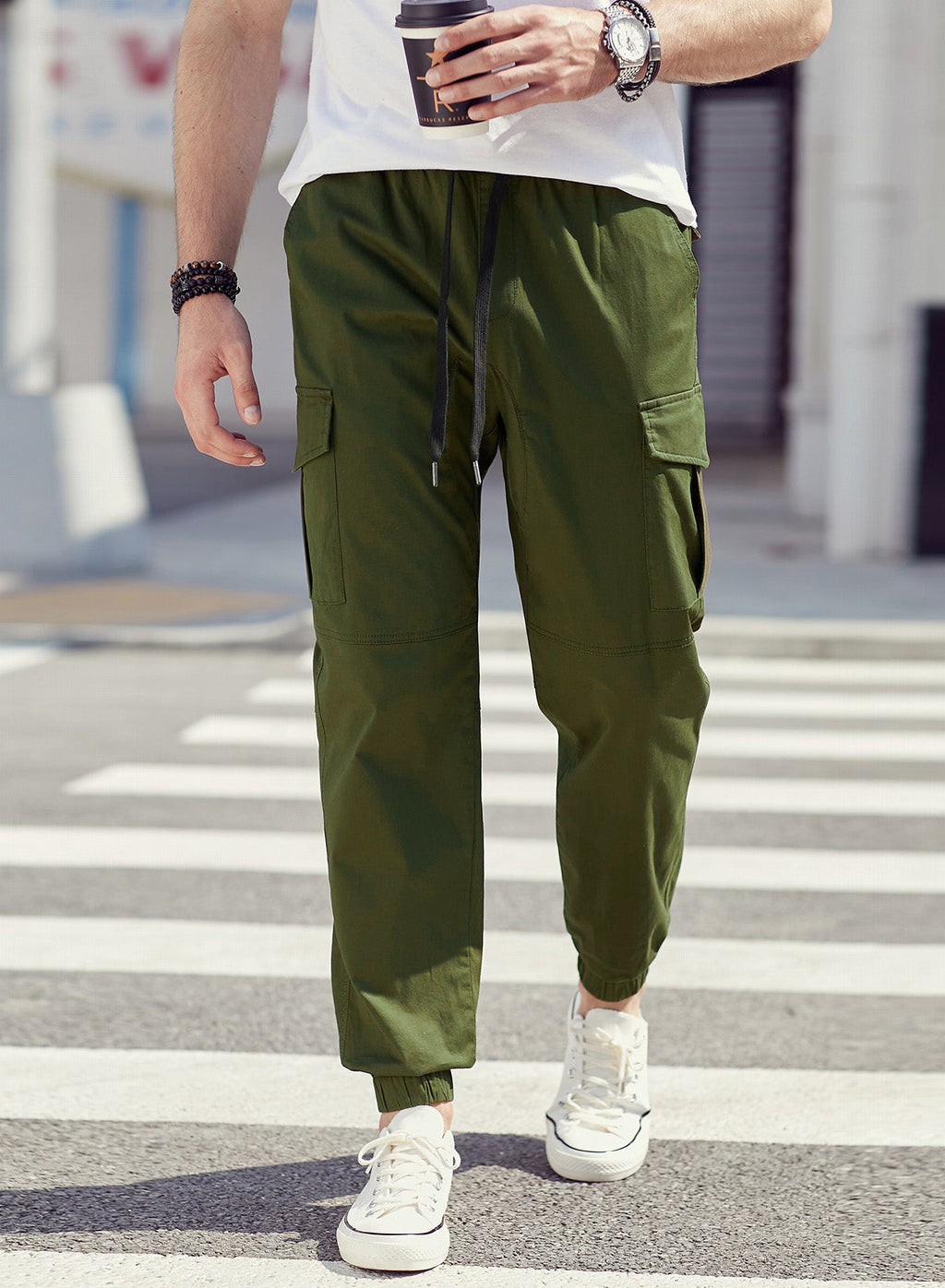 Dokotoo Men Men's Cotton Cargo Joggers Slim Fit Work Pants