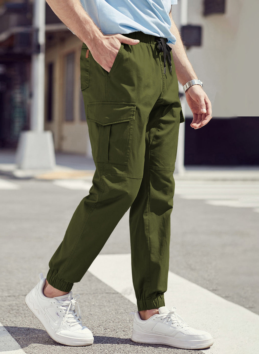 Dokotoo Men Men's Cotton Cargo Joggers Slim Fit Work Pants