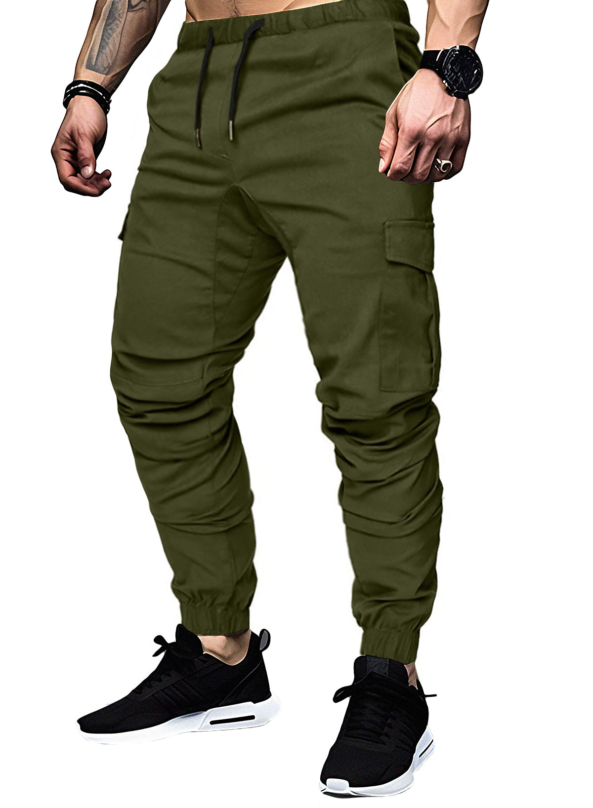 Dokotoo Men Men's Cotton Cargo Joggers Slim Fit Work Pants