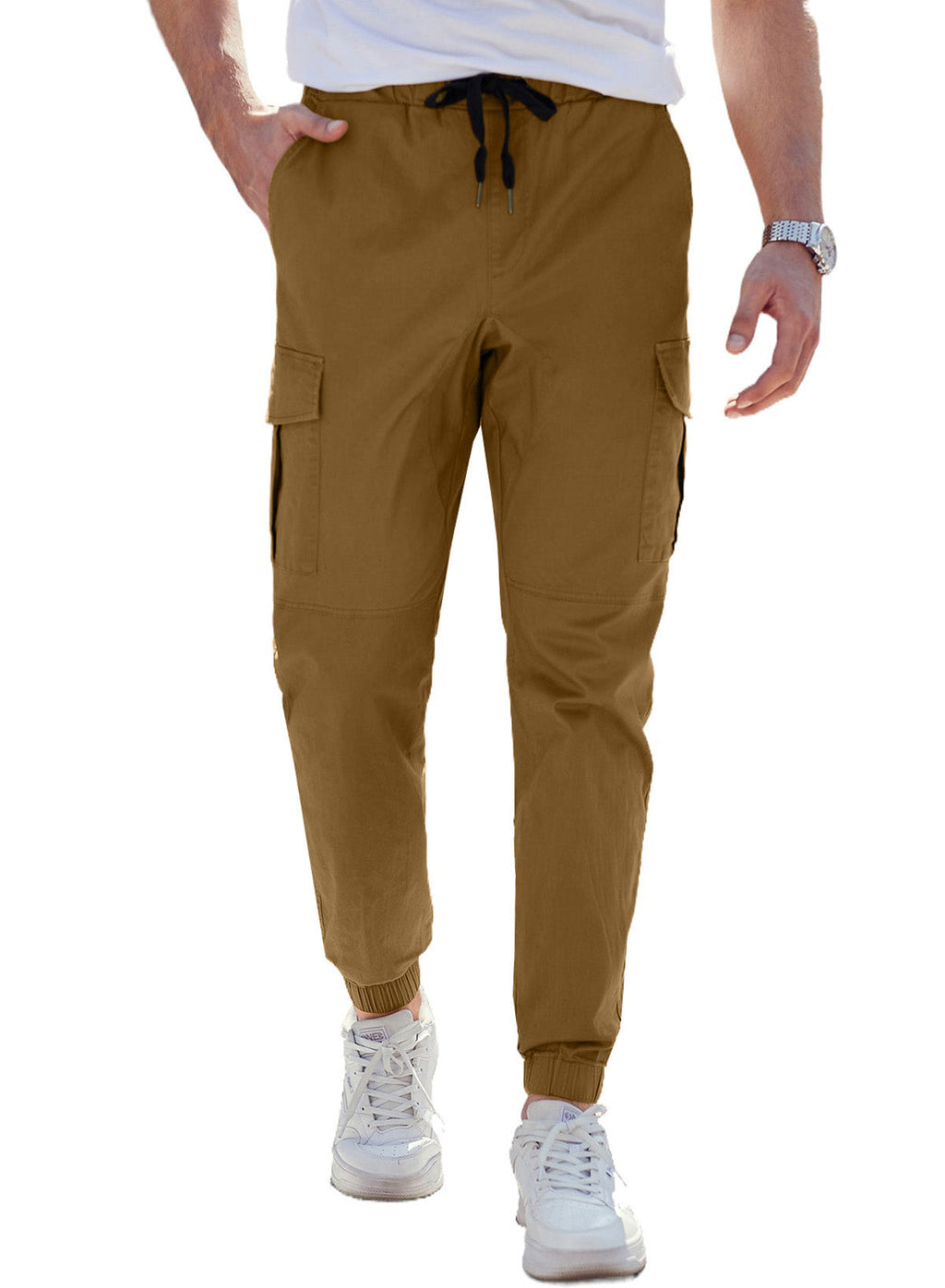 Dokotoo Men Men's Cotton Cargo Joggers Slim Fit Work Pants