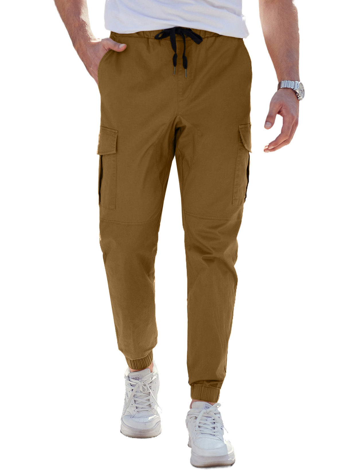 Dokotoo Men Men's Cotton Cargo Joggers Slim Fit Work Pants