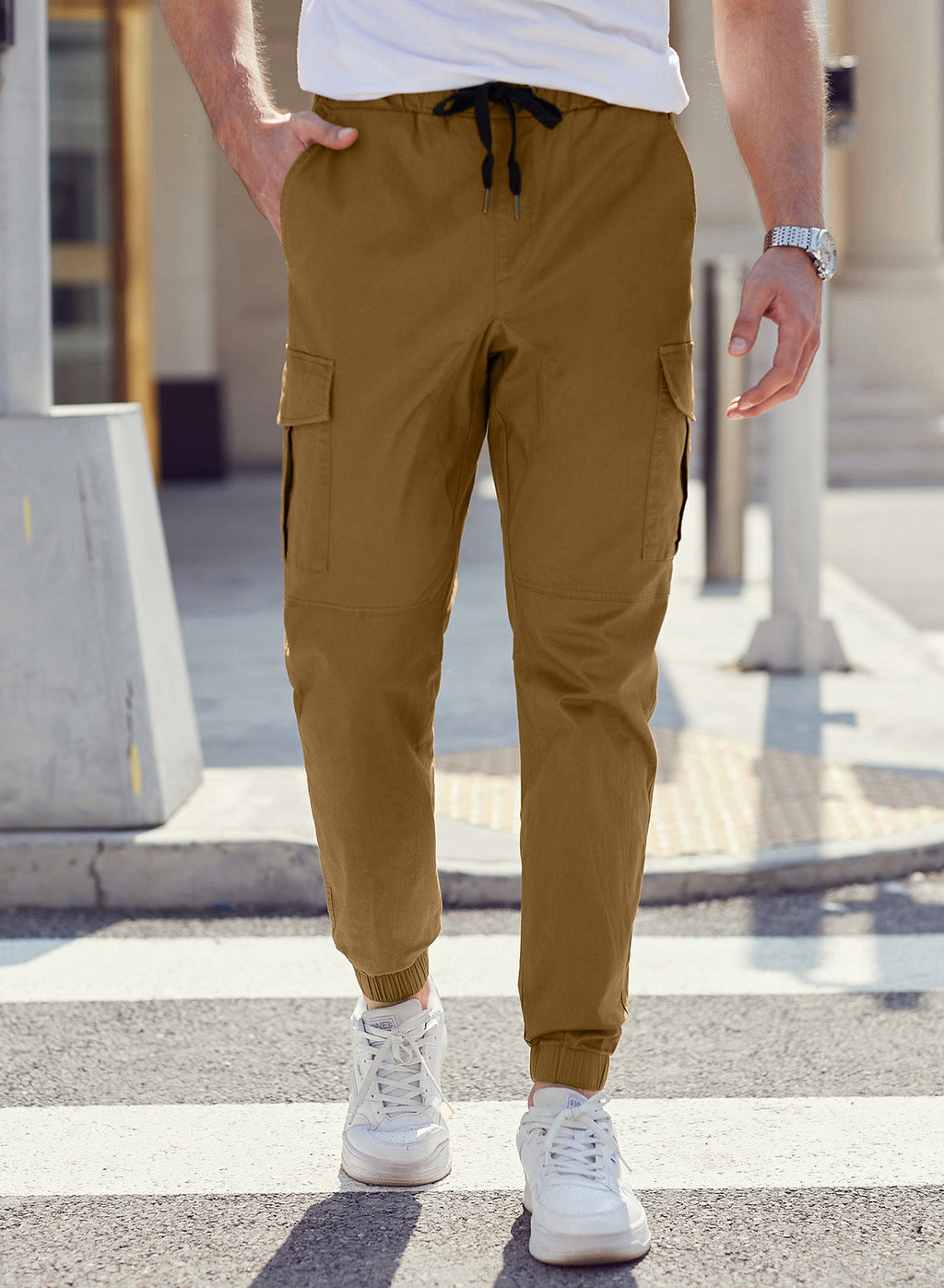 Dokotoo Men Men's Cotton Cargo Joggers Slim Fit Work Pants