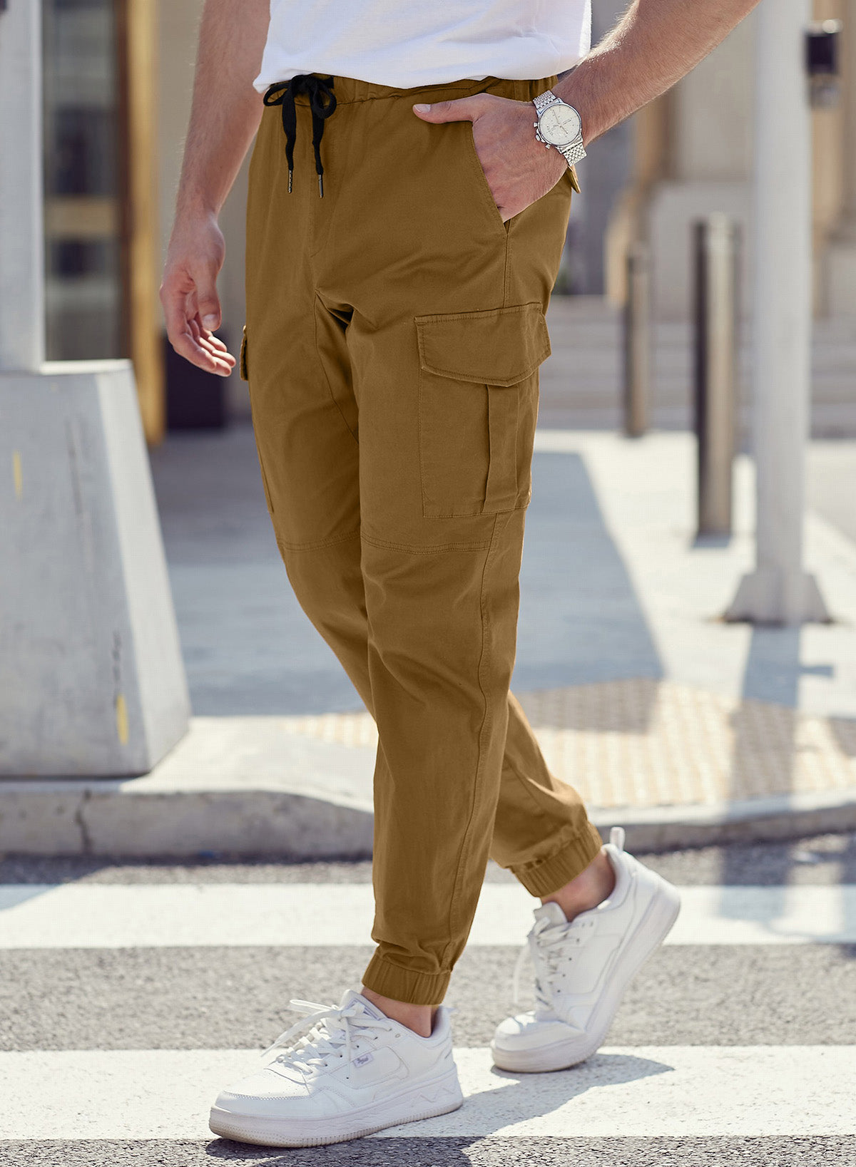 Dokotoo Men Men's Cotton Cargo Joggers Slim Fit Work Pants