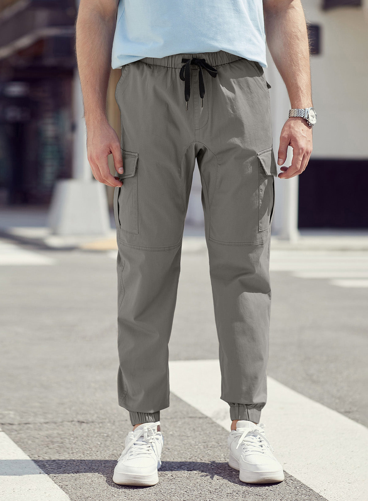 Dokotoo Men Men's Cotton Cargo Joggers Slim Fit Work Pants