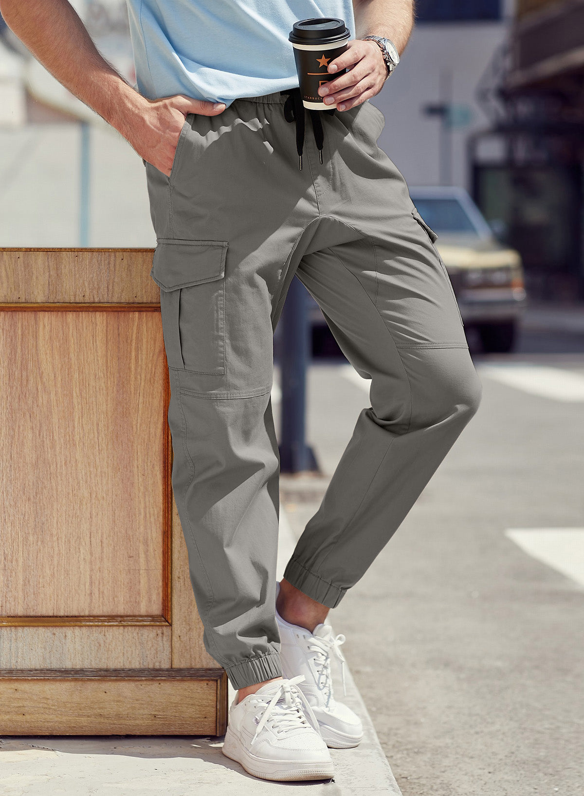 Dokotoo Men Men's Cotton Cargo Joggers Slim Fit Work Pants
