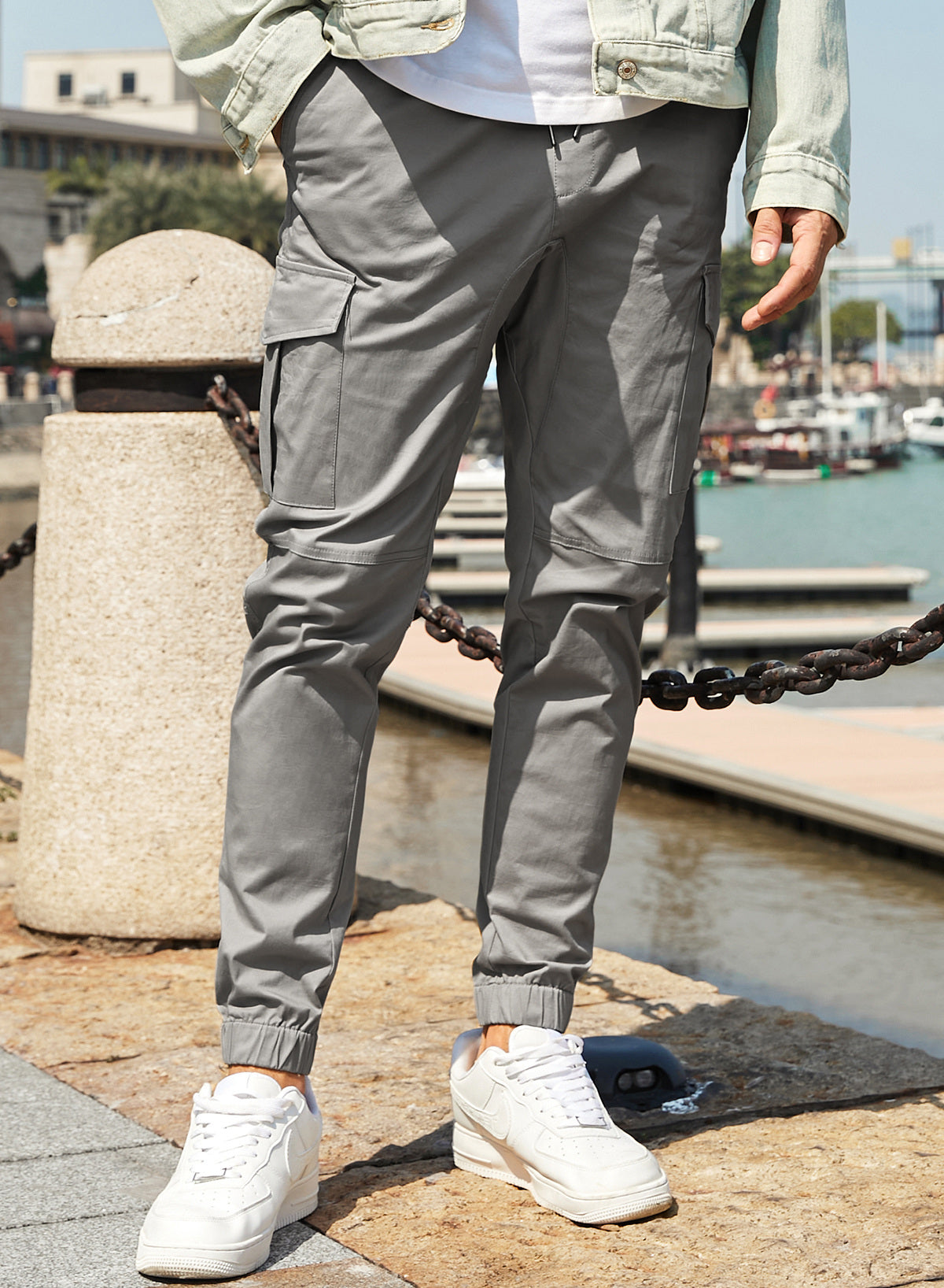 Dokotoo Men Men's Cotton Cargo Joggers Slim Fit Work Pants