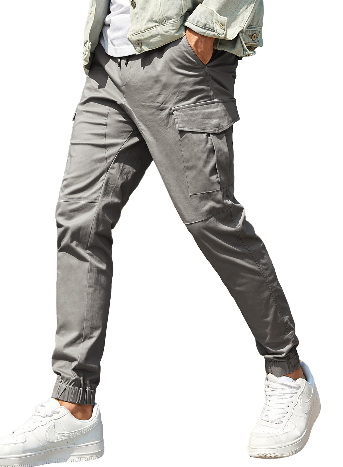 Dokotoo Men Men's Cotton Cargo Joggers Slim Fit Work Pants