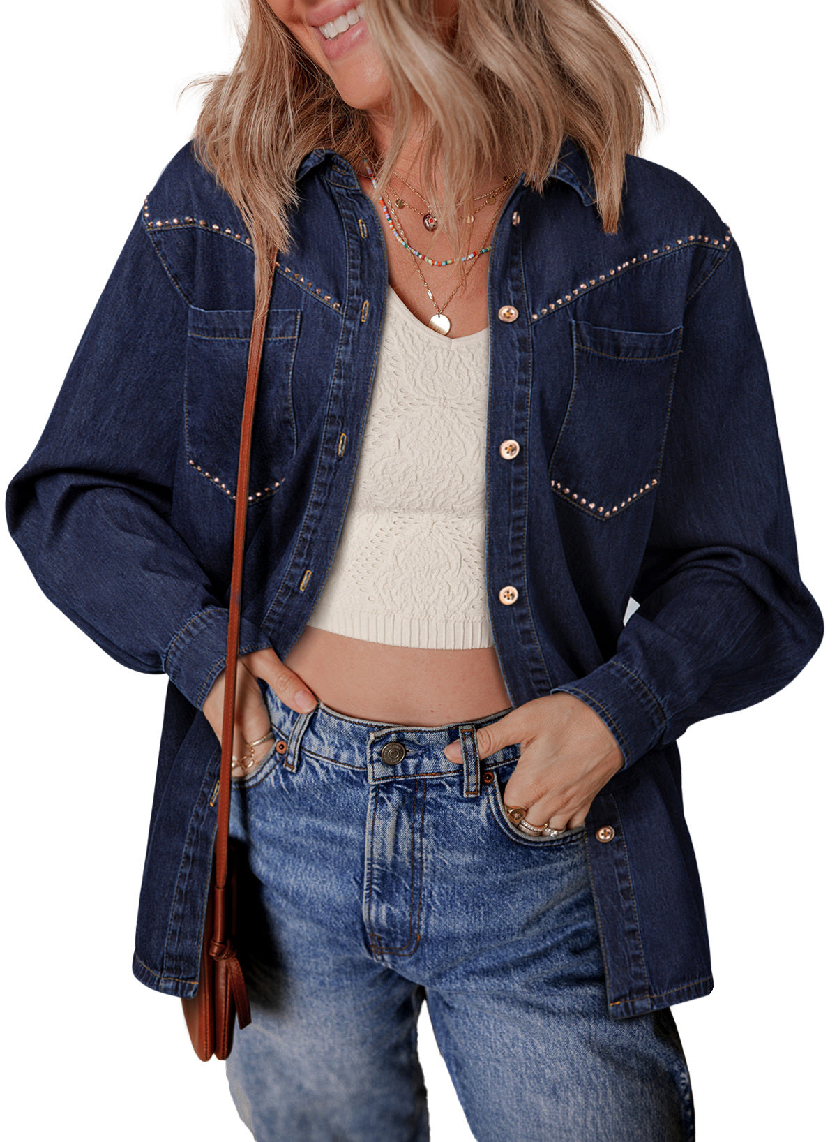 Denim jacket with diamonds