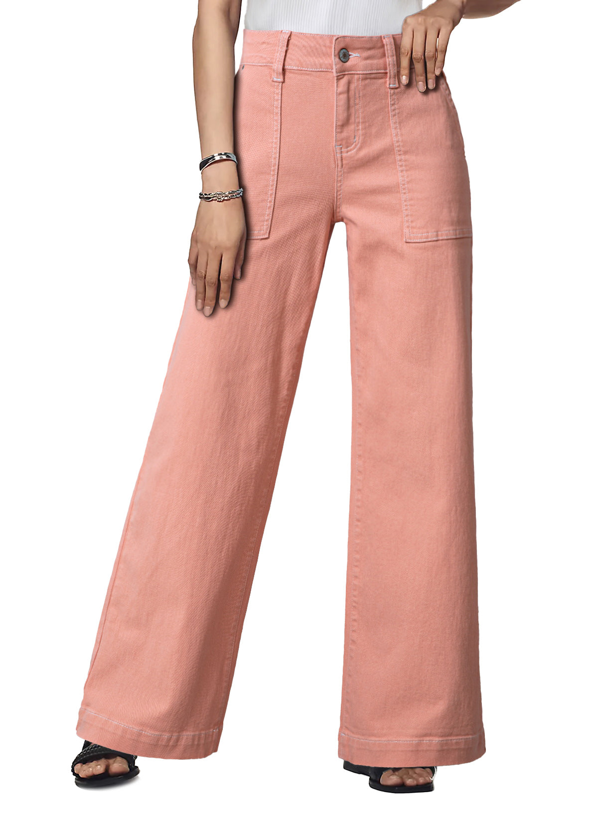 Dokotoo Women's Pants High Waisted Jeans Stretch Colorblock Denim Pants