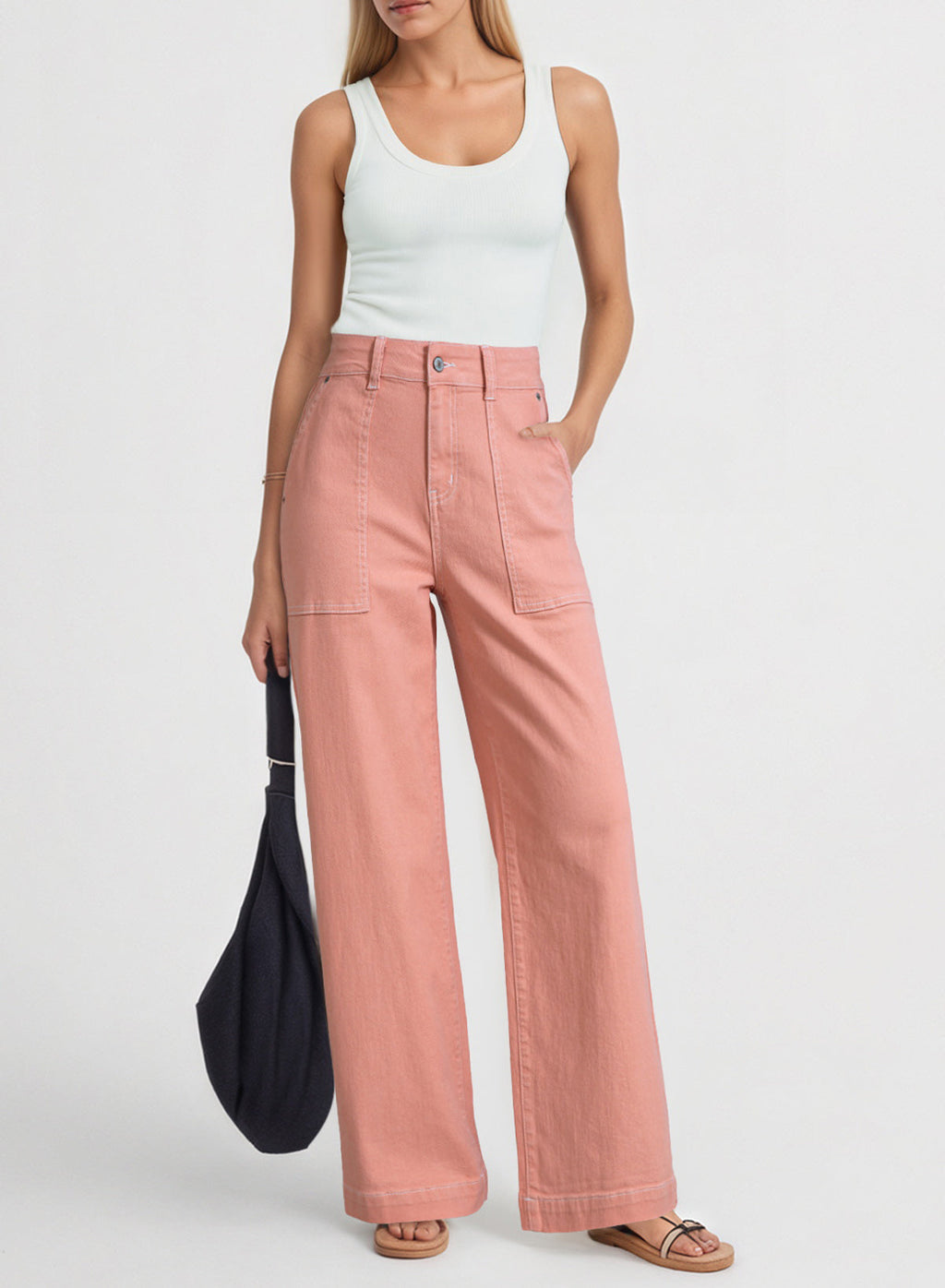 Dokotoo Women's Pants High Waisted Jeans Stretch Colorblock Denim Pants